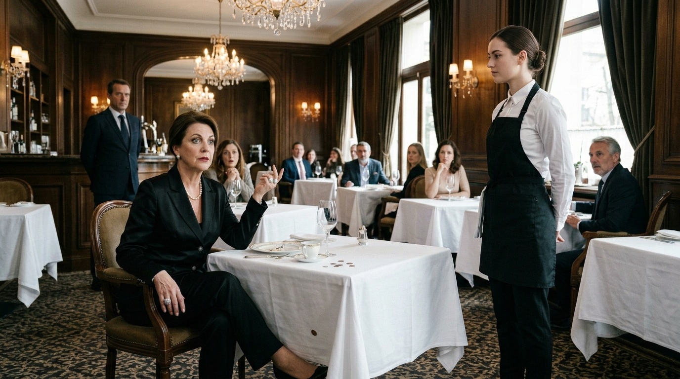 Woman humiliates waitress with c… 202606141822
