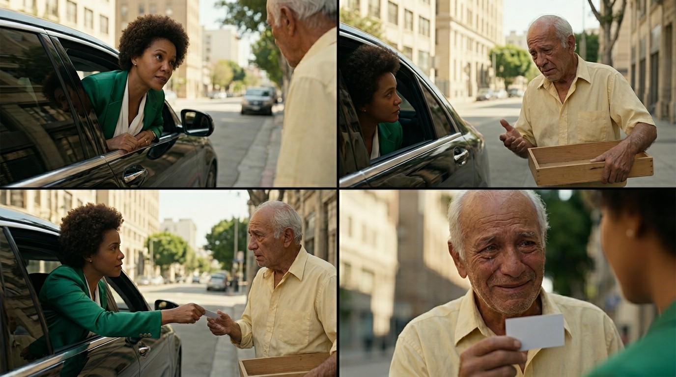 anciano vendiendo en la calle